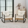 thumbnail image 1 of LAUSAINT HOME Outdoor Rocking Chair, Patio PE Rattan Chair with Beige Cushions, 2 PCS, 1 of 6