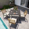 thumbnail image 1 of LAUSAINT HOME Patio Dining Set, 5-Piece Outdoor Wicker Furniture with Black Square Table and 4 Brown Wicker Chairs, 1 of 10
