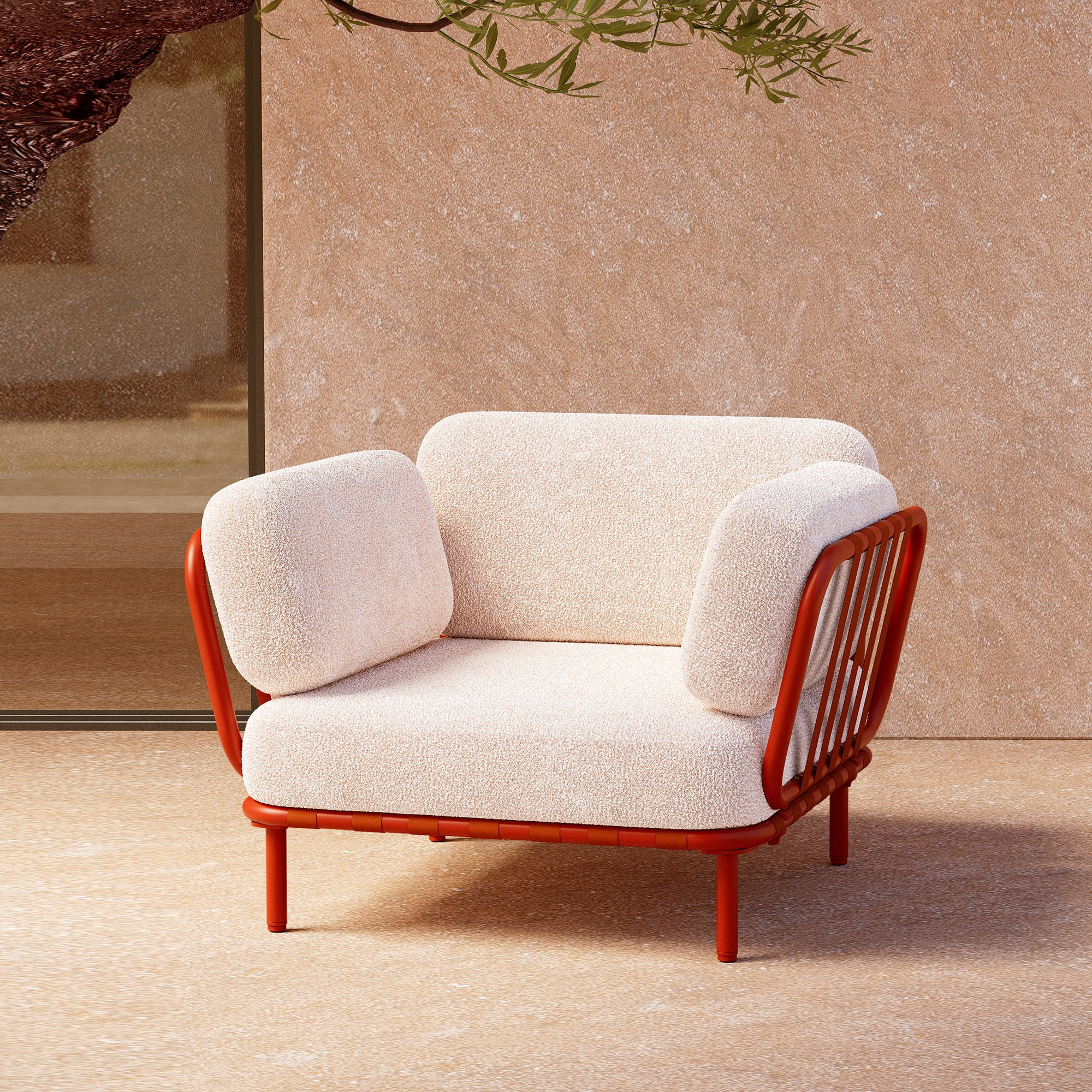 LAUSAINT HOME Patio Single Sofa, Outdoor Rattan Sectional Couch with