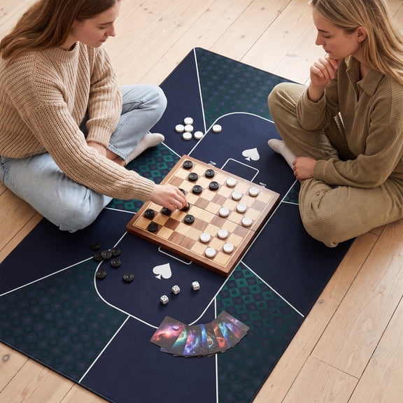 LAUSAINT HOME Poker Table Top Mat, No Crease EVA Poker Mat for Board Game Table Cover Layout Design, 6-8 Players Folding Portable Gaming Table Top, Texas Hold'em Blackjack, Casino, Card Game Night