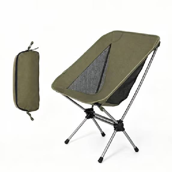 LAUSAINT HOME Ultralight Folding Camping Moon Chair, Heavy Duty 280 Lbs Portable Backpacking Chair, Padded Lightweight Outdoor Lawn Beach Chair with Carry Bag for Adult Camping Hiking Travel, Green