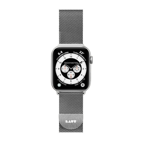 LAUT Apple Watch Series 1-7 & SE 42/44/45mm | Top grade Stainless steel Woven mesh | Lightweight & breathable design | Easy to adjust | Steel Loop Silver