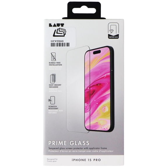 LAUT Prime Glass Tempered Glass Screen Protector for Apple iPhone 15 Pro