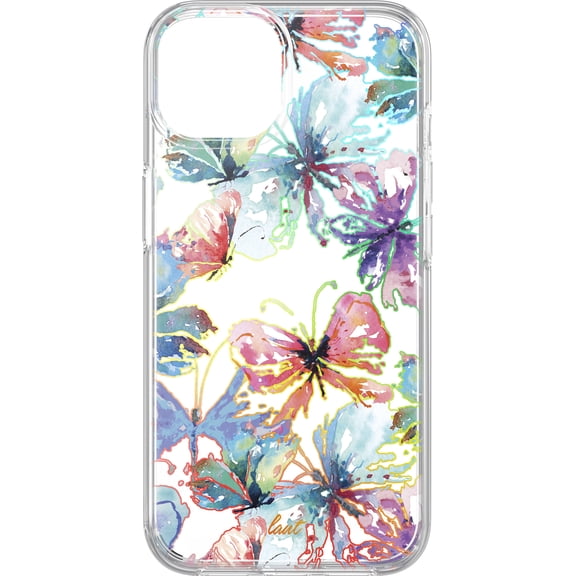LAUT iPhone 14 Plus and iPhone 14 Pro Max 6.7" Phone Case | 10 ft drop protection | Crystal Clear Casing | Rainbow Foil Reflection | Butterfly