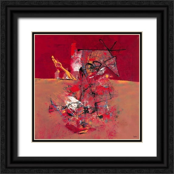 LAUTReDOU 15x15 Black Ornate Wood Framed with Double Matting Museum Art Print Titled - L Amour du Taureau pour son Torrero