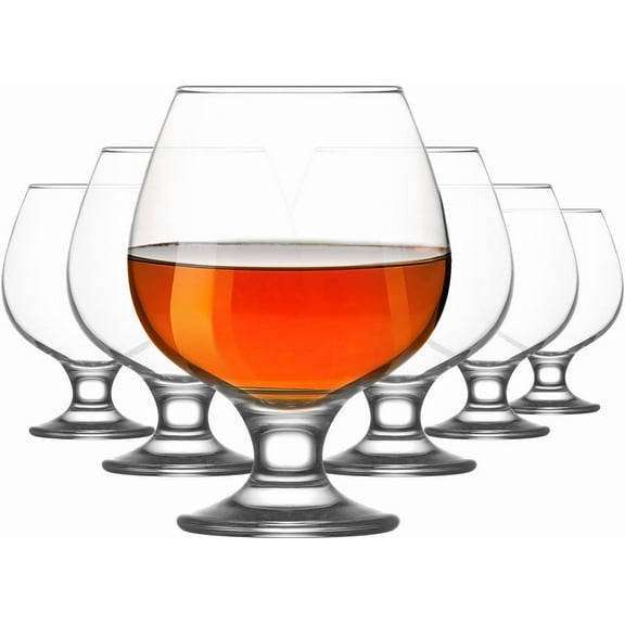 LAV Brandy Snifters Glass Set | Dishwasher Safe, Short Stem Balloon Glasses, Glass Goblets for Spirits, Bourbon Whiskey, Cognac, Scotch, Beer Tasting Glasses | 13.25 oz | Set of 6