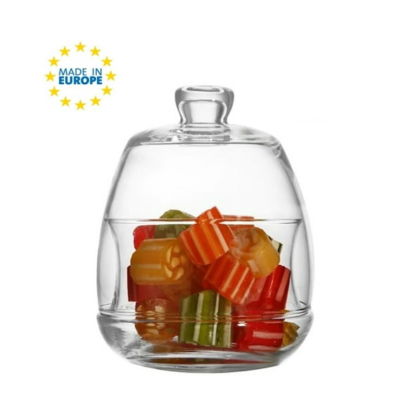 LAV Glass Candy Bowl, Candy Dish with Lid, Christmas Candy Jar, 8.5 oz
