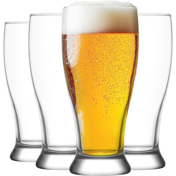 LAV Lead-Free Tulip Imperial Pint Beer Glasses, Clear Craft Glass, Dishwasher-Safe, for Beers, Ales, Cocktails, Home, Bars, Restaurant - 19.25 oz | Set Of 4