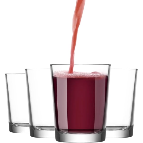 LAV Short Water Glasses for Water, Juice, Beverages, Cocktails 5 1/2 oz Clear Glass Tumblers for Bars, Restaurants, Home Use, Everyday Drinking Glasses Dishwasher Safe Gift Idea | Set of 4