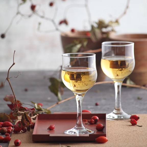 LAV Small Wine Glasses Set of 6 - 8 oz Clear White Wine Glasses Short Stem