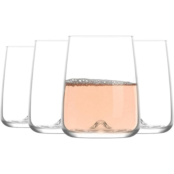 LAV Terra 4-Pack Beverage Glasses 20 fl oz Durable Highball Glasses, Classic Tall Drinkware Set for Cocktails & Cold Drinks