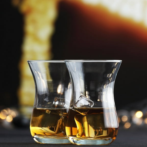 LAV Turkish Tea Cups Set of 4 - Clear Turkish Tea Glasses 5.5 oz