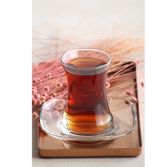 LAV Turkish Tea Glasses Set of 6, Authentic Middle Eastern Tea Cups Set, 5.25 oz (155 Cc),