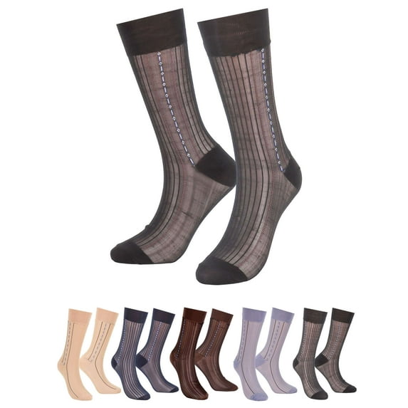 LAVA 10 Pairs Mens Silk Sheer Dress Socks Breathable Ultra Thin Nylon Socks Summer Dry Fit Work Business Socks Navy Blue