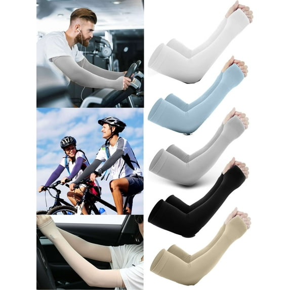 LAVA 10 Pairs UV Sun Protection Arm Sleeves for Women Men Cooling Compression Sleeve Arm Covers for Sports Volleyball Golf Driving Cycling Football Baseball