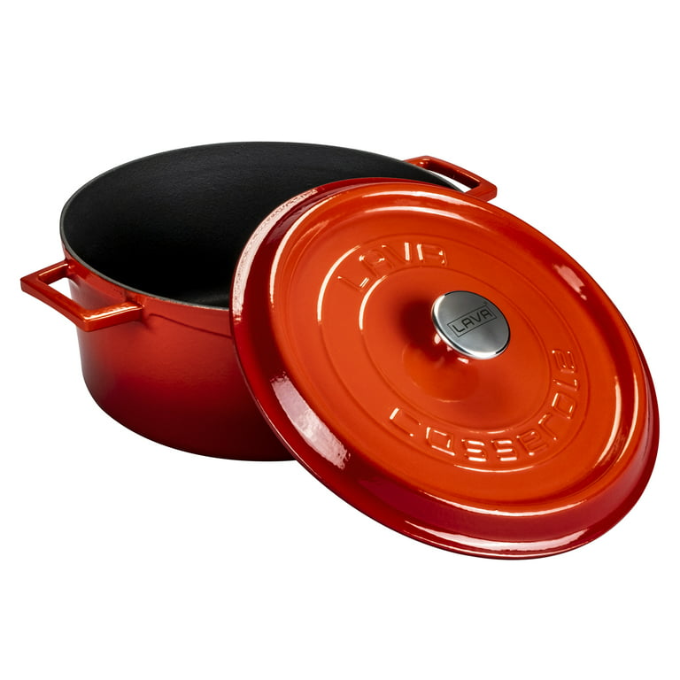 Crofton Enameled Dutch Oven Red Cast Iron Round Kitchen Cookware with Lid