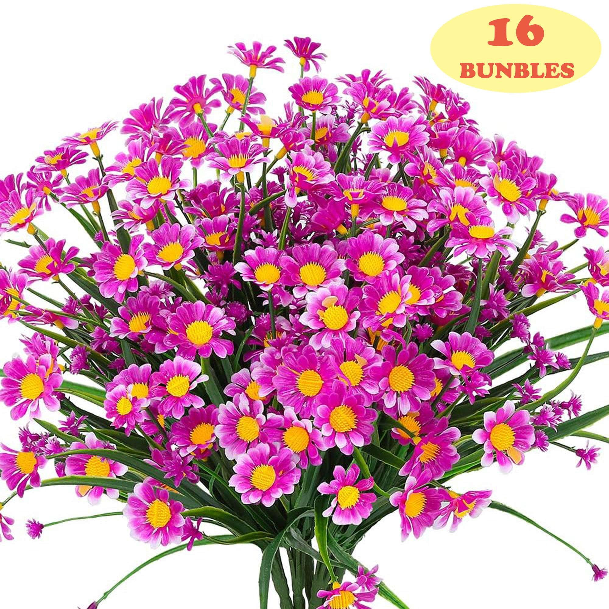 LAVA 16 Bundles Artificial Flowers UV Resistant Faux Lavender Flowers for Outdoor Indoor Wedding Garden Home Decor Pink