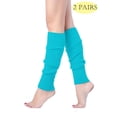 thumbnail image 1 of LAVA 2 Packs 80s Adult Neon Leg Warmers Knitted Crochet Long Boot Socks for Yoga Workout Dance Party Blue, 1 of 8