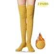 thumbnail image 1 of LAVA 2 Pairs Fluffy Knee High Socks Fuzzy Fleece Soft Long Socks Winter Warm Cozy Socks Yellow, 1 of 8