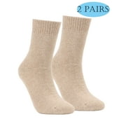 LAVA 2 Pairs Men's Crew Socks Cotton Cushioned Athletic Socks for Sports Running Baseball (Khaki)