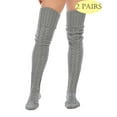 thumbnail image 1 of LAVA 2 Pairs Women's Cable Knitted Thigh High Socks Over the Knee High Boot Socks Extra Long Winter Leg Warmers Gray, 1 of 9