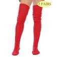 thumbnail image 1 of LAVA 2 Pairs Women's Cable Knitted Thigh High Socks Over the Knee High Boot Socks Extra Long Winter Leg Warmers Red, 1 of 9