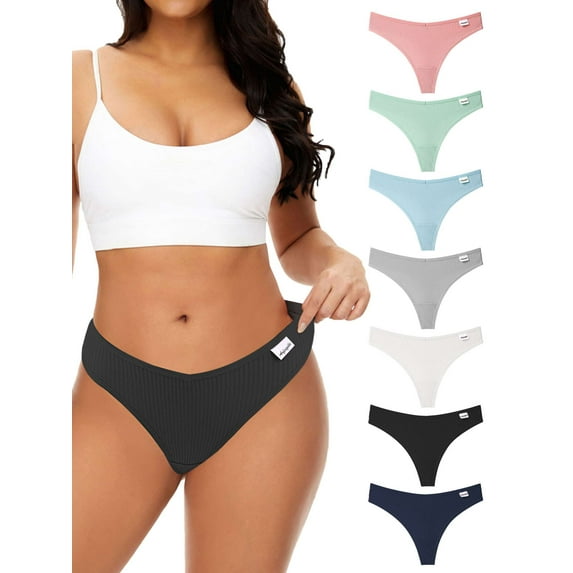 LAVA 3 PCS Women Cotton Thong Underwear Breathable Soft Stretch Bikini Panties Sexy Low Rise Hipster Cheeky High Cut Panties Green, M