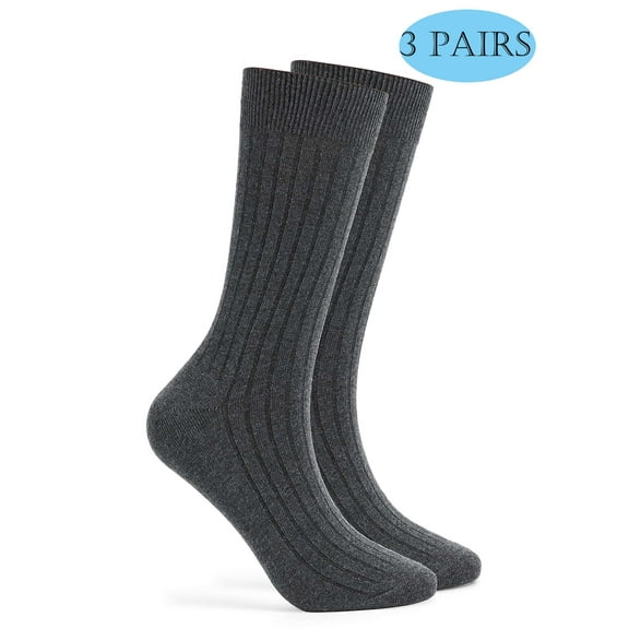 LAVA 3 Pairs Crew Socks for Men Women Ultra Soft Breathable Cotton Dress Socks Cotton Sock Size 9-11 (Dark Gray)