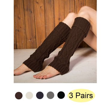 Lambswool Winter Leg Warmers For Women - Natural Wool Footless Thick Knitted Socks