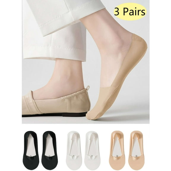 LAVA 3 Pairs Women No Show Socks Ultra Low Cut Liner Thin Socks Ice Feeling Invisible Cotton Socks