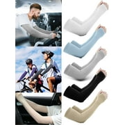 LAVA 5 Pairs UV Sun Protection Arm Sleeves for Women Men Cooling Compression Sleeve Arm Covers for Sports Volleyball Golf Driving Cycling Football Baseball Black