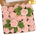 thumbnail image 1 of LAVA 50 Pcs Artificial Roses Flowers Real Looking Ivory Foam Fake Roses Heads for DIY Bouquets Wedding Party Baby Shower Home Decoration Pink, 1 of 10