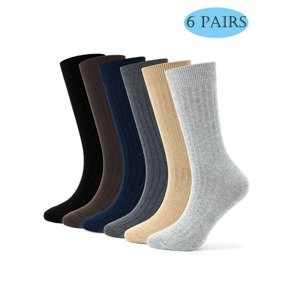 LAVA 6 Pairs Crew Socks for Men Women Ultra Soft Breathable Cotton Dress Socks Cotton Sock Size 7-9 (6 Colors)