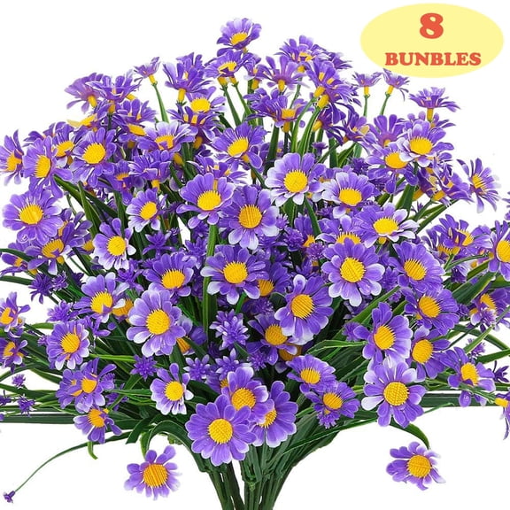 LAVA 8 Bundles Artificial Flowers UV Resistant Faux Lavender Flowers for Outdoor Indoor Wedding Garden Home Decor Purple