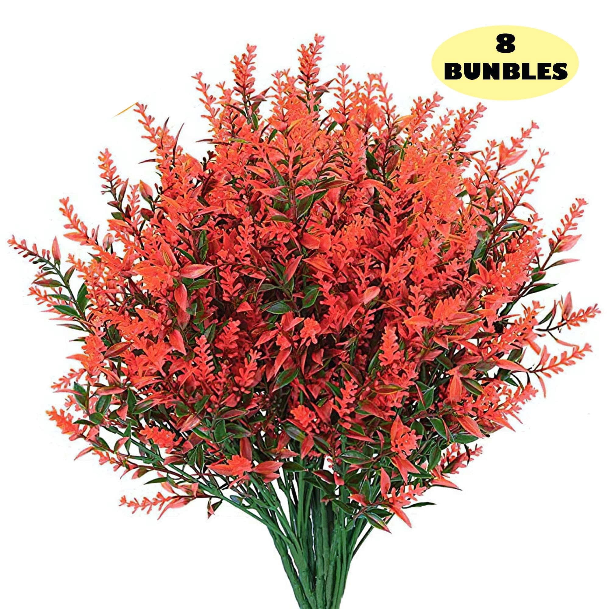 LAVA 8 Bundles Artificial Flowers UV Resistant Faux Lavender Flowers for Outdoor Indoor Wedding Garden Home Decor