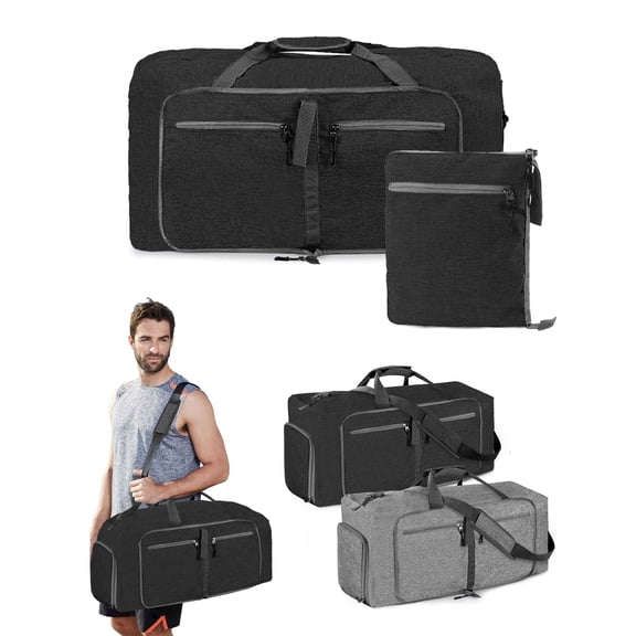 LAVA 80L Travel Duffle Bag for Men Women Foldable Duffle Bags with Shoes Compartment Waterproof Overnight Weekender Bag Gym Bag Black
