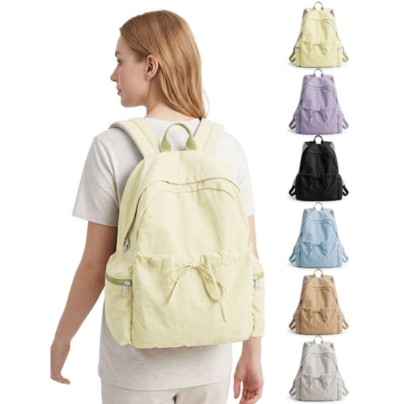 LAVA Backpack Women Nylon Laptop Bag Travel Backpack Shoulder Bag School Bag (Yellow)