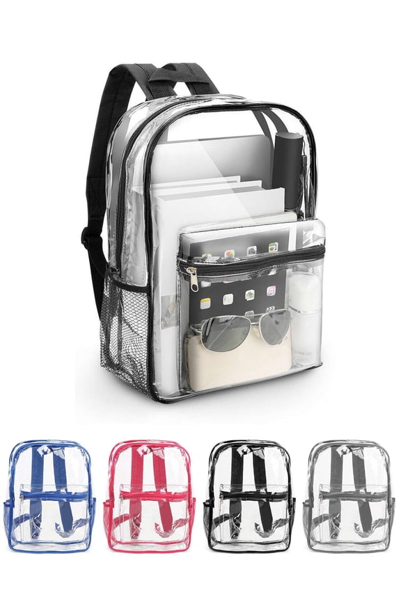 Clear Backpack Stadium Approved Heavy Duty Waterproof PVC Transparent School Bag for Travel Security Concerts Sport Events Pink