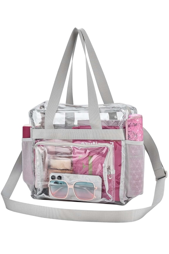 Clear Bag Stadium Approved 12x6x12 - Clear Tote Bag with Zipper & Adjustable Crossbody Strap for Concert, Sports, Work