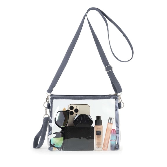 LAVA Clear Crossbody Purses Stadium Approved Clear Shoulder Bags for Concerts Sports Events (Gray)