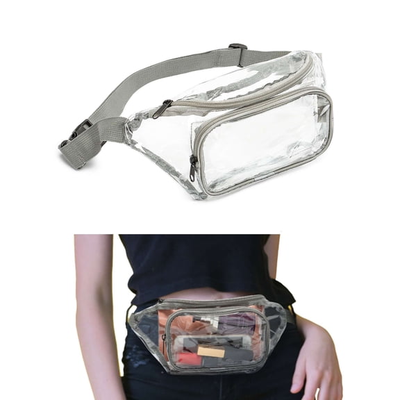 LAVA Clear Fanny Pack Waterproof Waist Bag with Adjustable Strap for Women Men, Chest Bag for Stadium and Concerts (Gray)