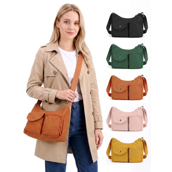 LAVA Crossbody Bag for Women Large Capacity Shoulder Bags Waterproof Lightweight Nylon Handbag (Orange)