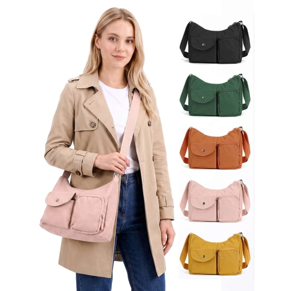 LAVA Crossbody Bag for Women Large Capacity Shoulder Bags Waterproof Lightweight Nylon Handbag (Pink)