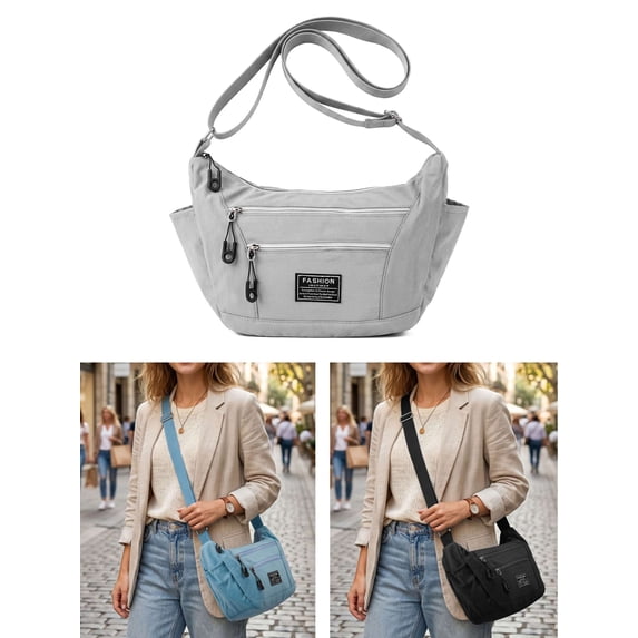 LAVA Crossbody Bag for Women Multi Pocket Nylon Shoulder Bag Handbag Purse Trendy Messenger Bag for Ladies (Gray)