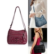 LAVA Crossbody Bags for Women Soft Leather Purses and Handbags Multi Pocket Large Capacity Casual Shoulder Bag Handbag for Travel Work, Gifts for Female, Mother Red