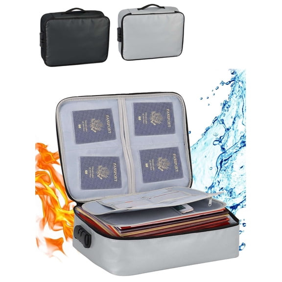 LAVA Fireproof Waterproof Money Document Bag - Safe Zipper Bags, Fire & Water Resistant Storage Organizer Pouch for A4 A5 Documents Holder,File,Cash,Jewelry,Passport (Black)