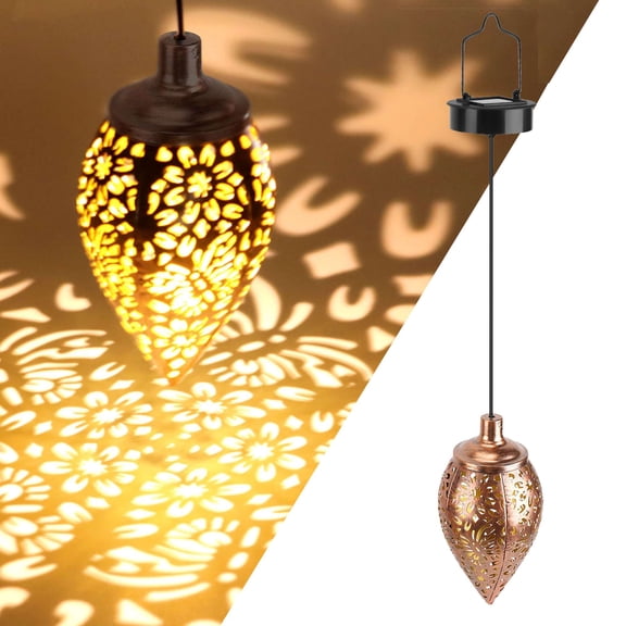 LAVA Hanging Solar Lights Moroccan Style Waterproof Garden Lights Outdoor Decorative Solar Lanterns for Camping Backyard Walkway Patio Yard Decor