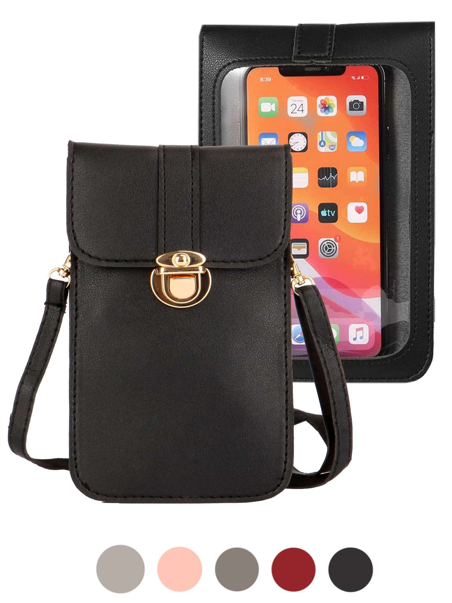 LAVA Leather Small Crossbody Bags for Women Touch Screen Cell Phone