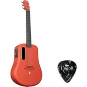 LAVA ME 3 36" Carbon Fiber Acoustic Guitar for Right Handers with Space Bag & HogoR Guitar Pick Red