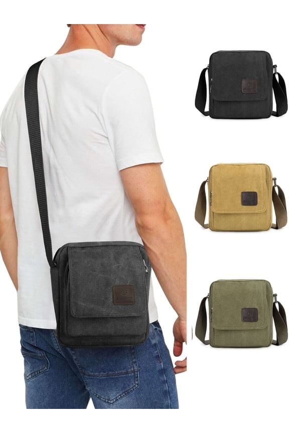 Messenger Bag for Men Vintage Canvas Crossbody Bag Casual Satchel Shoulder Bags for Travel Business Work Green